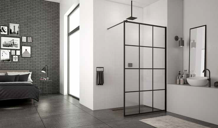 Kabina prysznicowa 90 cm typu walk-in z czarnymi profilami SanSwiss Black Line STR4P0900675