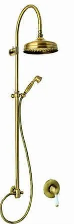 Zestaw natryskowy Retro z deszczownicą 20 cm, słuchawką prysznicową i baterią podtynkową Giulini Harmony 9515-01261 bronzo