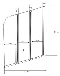 Parawan nawannowy 123,5x139 cm Besco Ambition 3 rys. tech.