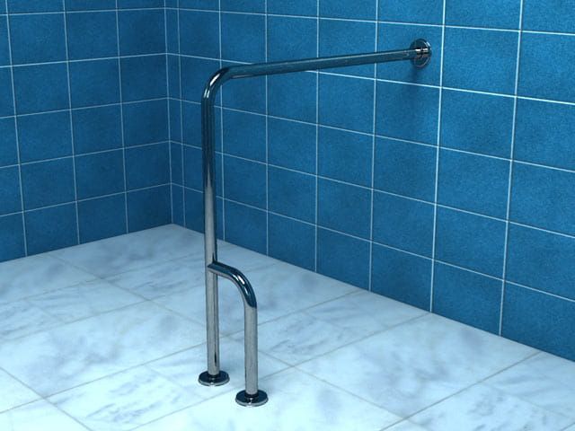 Uchwyt łazienkowy dla osób niepełnosprawnych typu H, lewy, mocowany do podłogi i ściany 75x80 cm stal nierdzewna połysk Makoinstal PSP 177L