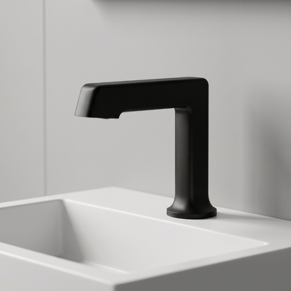 Czarna matowa bezdotykowa bateria umywalkowa Freak Bathroom Core – widok z profilu