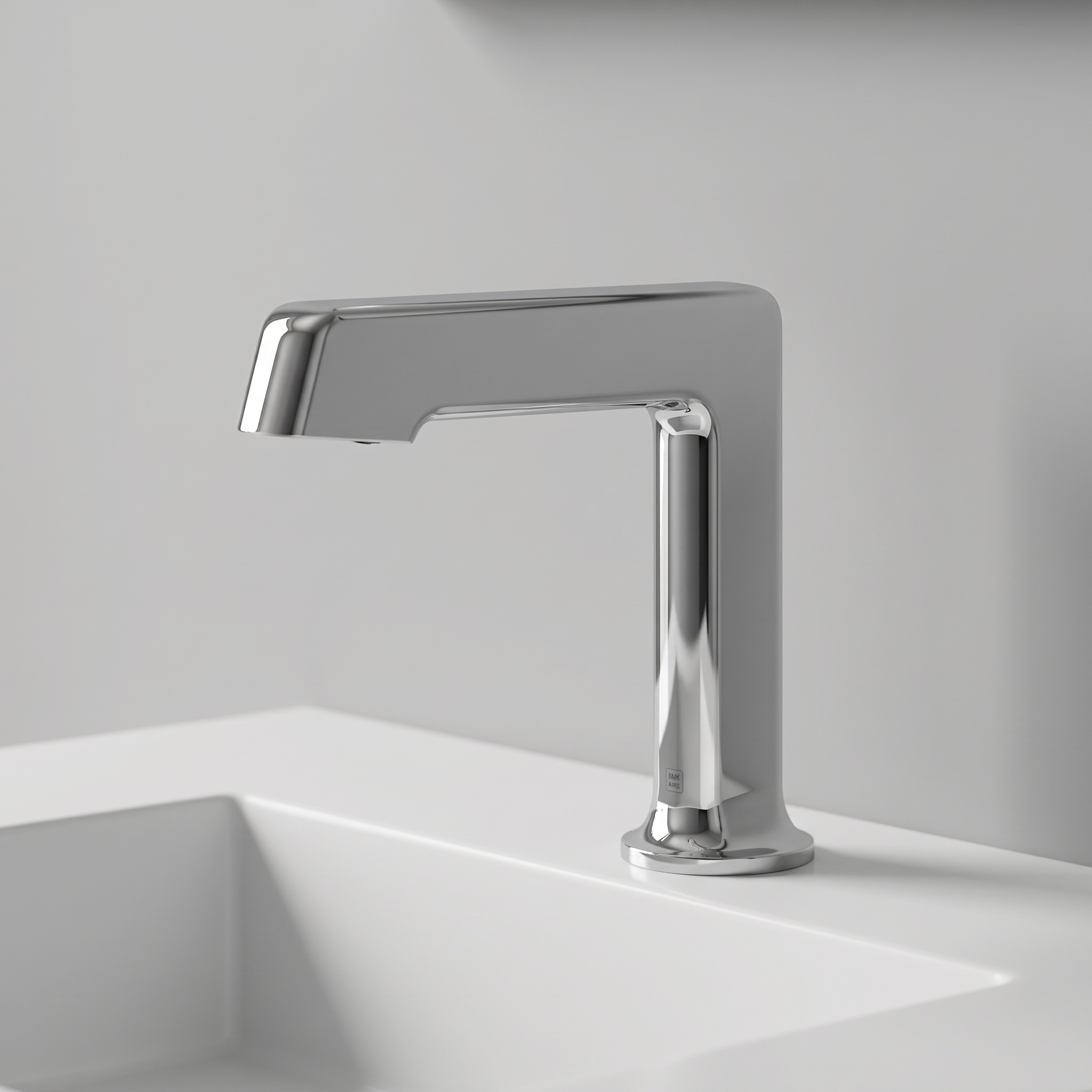 Chromowana bezdotykowa bateria umywalkowa Freak Bathroom Core – widok z profilu