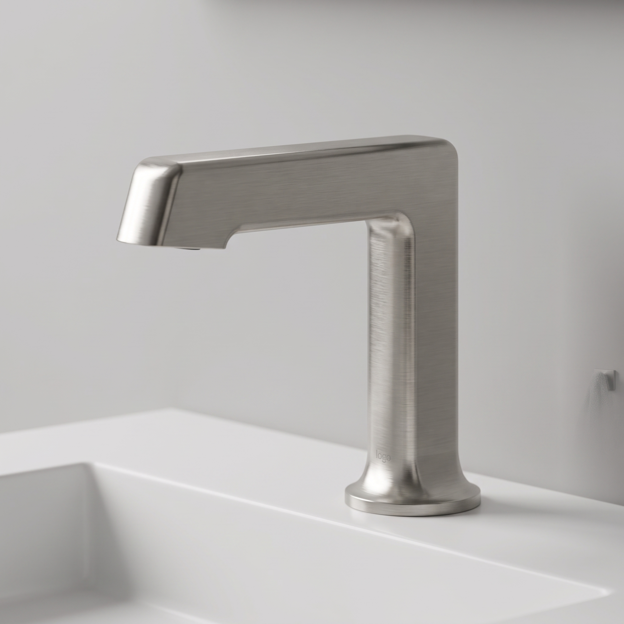 Bezdotykowa bateria umywalkowa Freak Bathroom Core nikiel szczotkowany inox – widok z profilu
