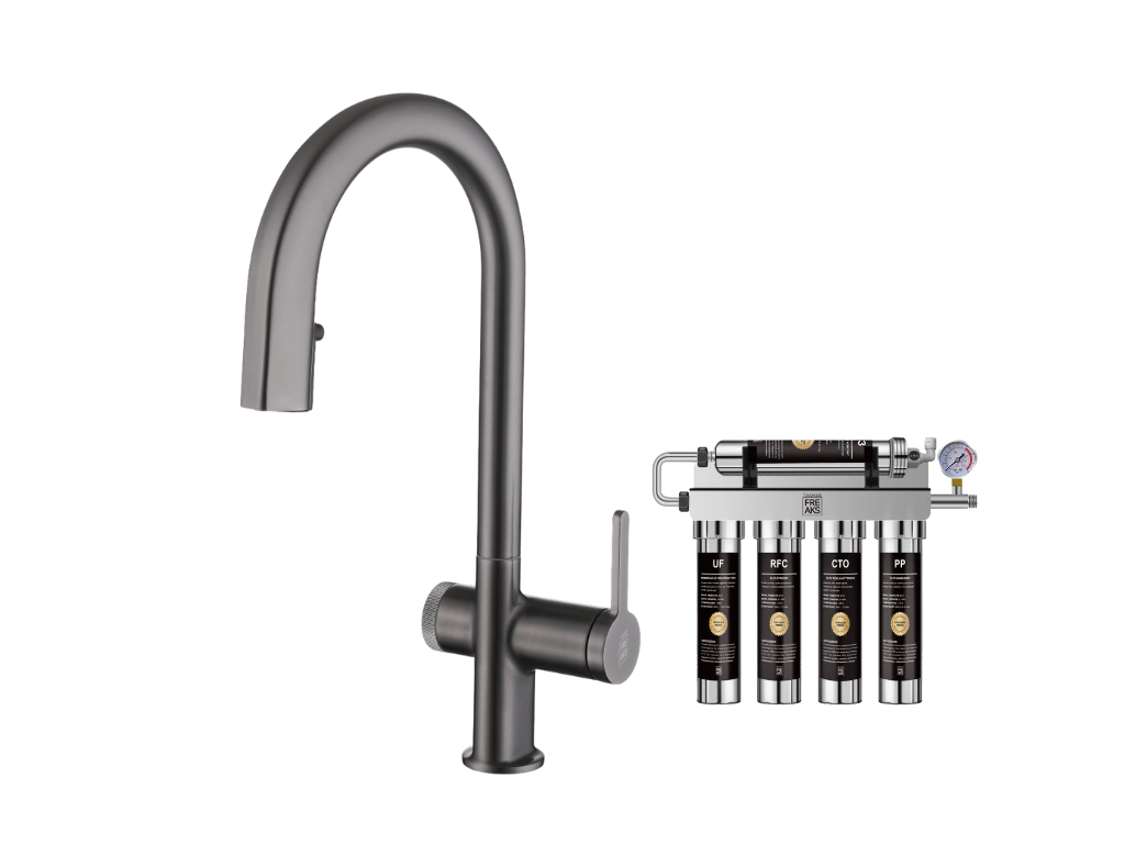 Trójdrożna bateria Freak Crystal grafit szczotkowany z 5-stopniowym filtrem INOX 304